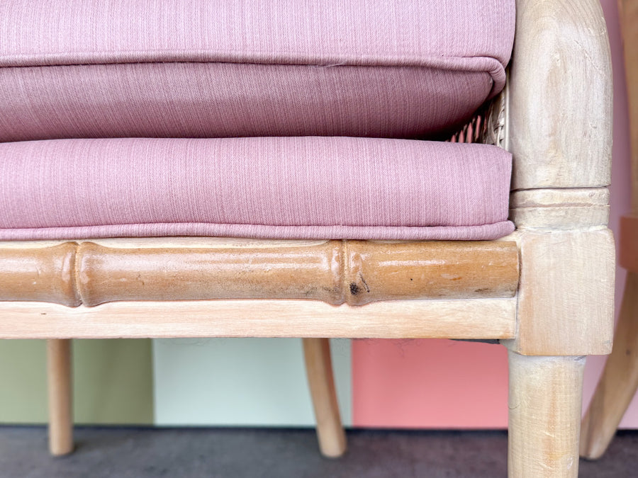 Pair of Faux Bamboo Cane Barrel Chairs