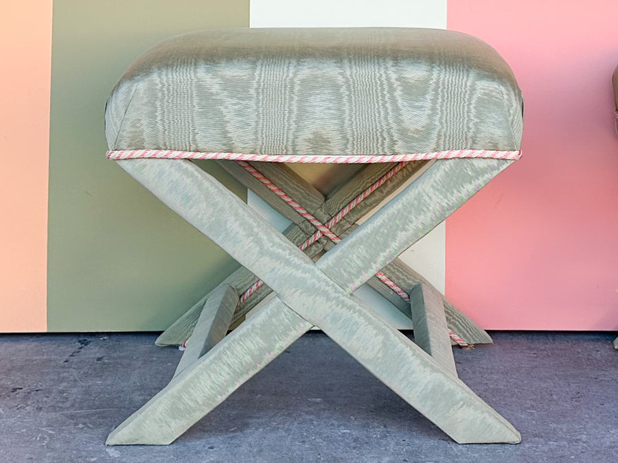 Pair of Pink and Green X Benches