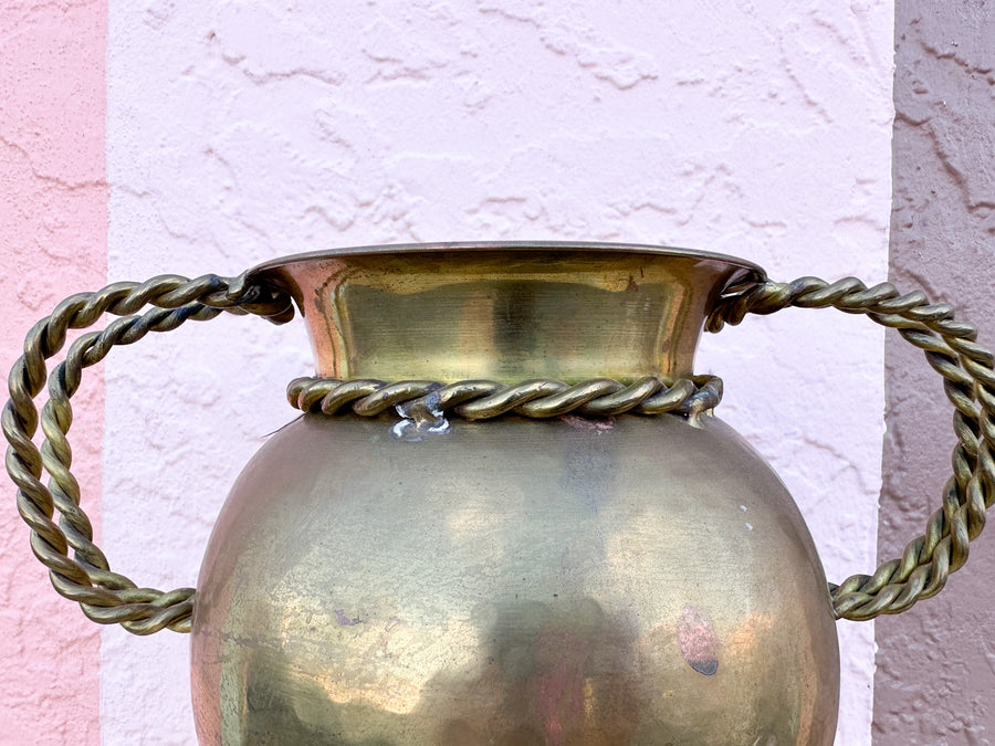 Brass Vase with Braided Handles