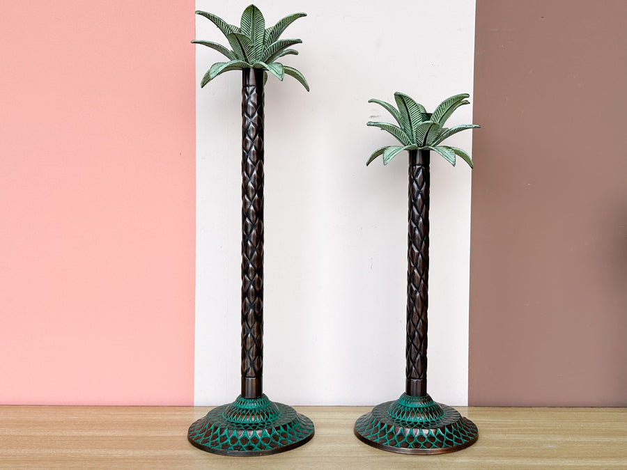 Trio of Palm Tree Candle Holders