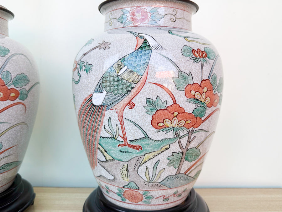Pair of Chinoiserie Chic Bird Lamps