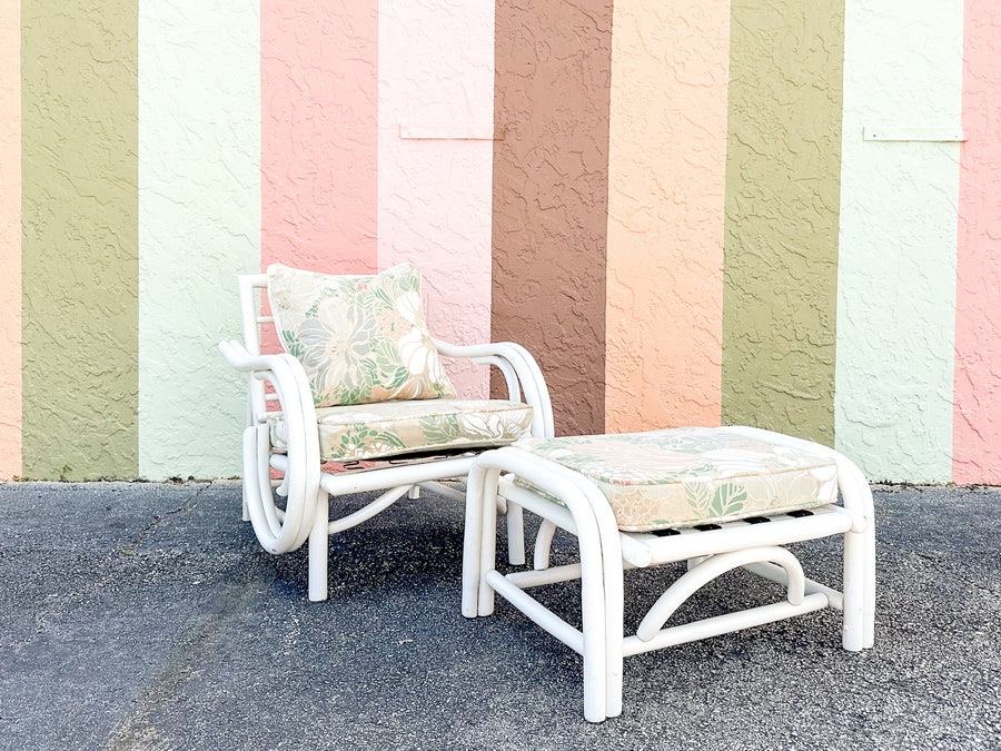 Island Whimsy Rattan Lounge Chair and Ottoman