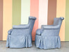 Pair of Blue and White Upholstered Pagoda Chairs