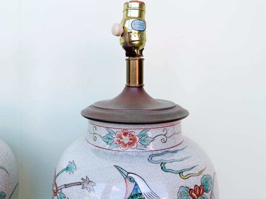 Pair of Chinoiserie Chic Bird Lamps