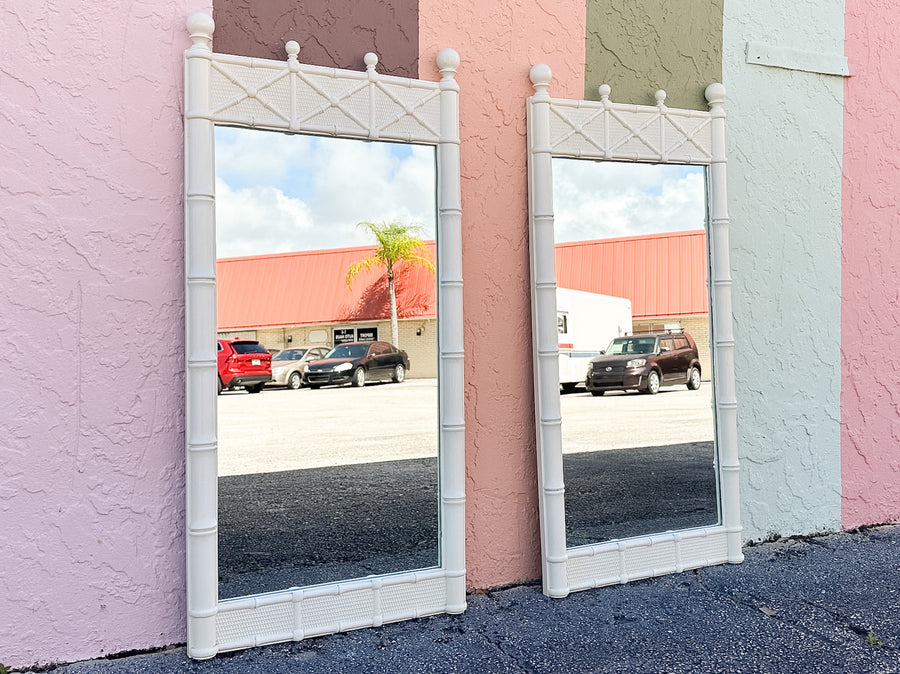 Pair of Faux Bamboo Omega Mirrors