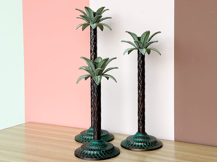 Trio of Palm Tree Candle Holders