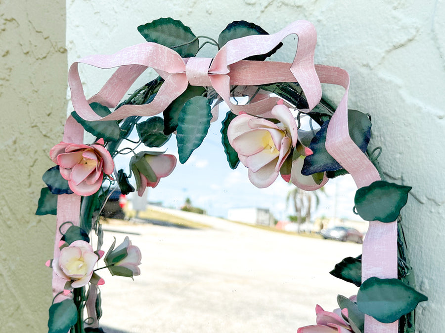 Petite Tole Bow and Rose Mirror