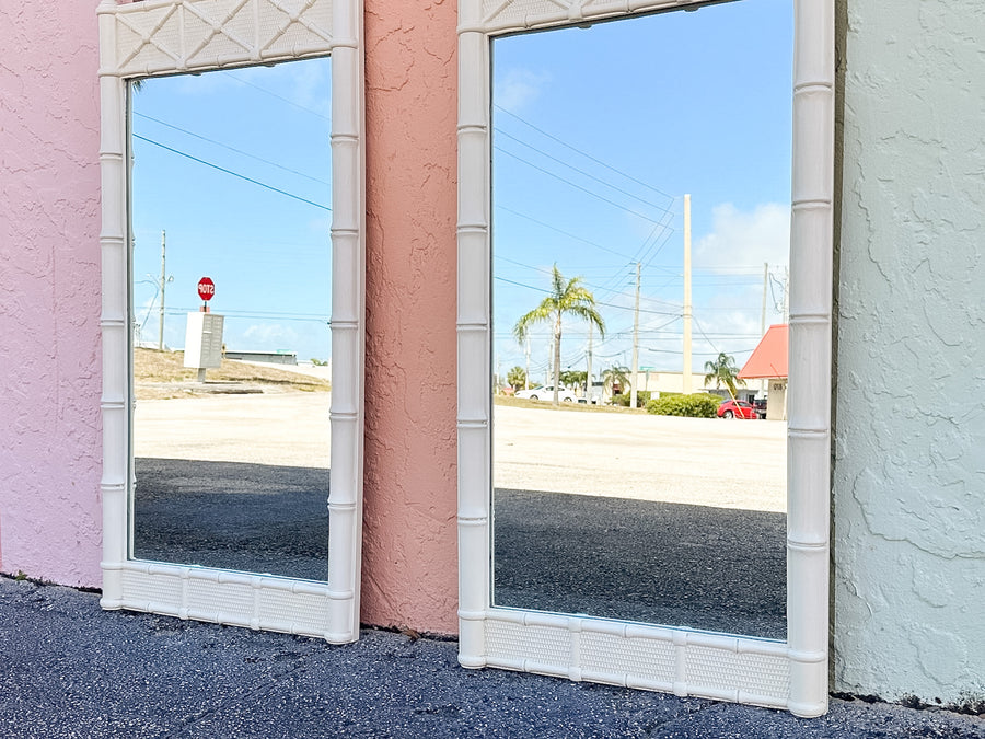 Pair of Faux Bamboo Omega Mirrors