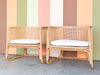 Pair of Rattan and Cane Barrel Chairs