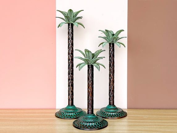 Trio of Palm Tree Candle Holders