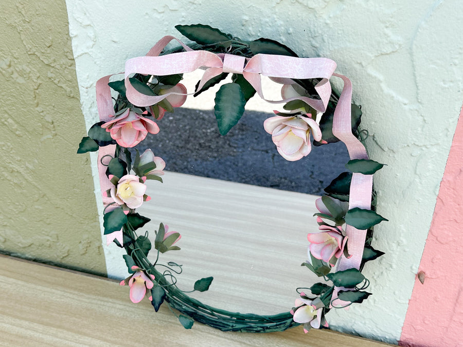 Petite Tole Bow and Rose Mirror