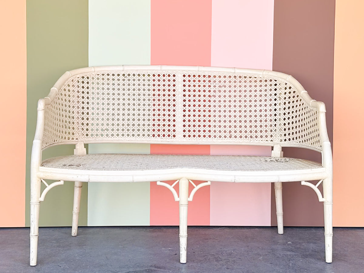 Faux Bamboo and Cane Bench