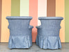 Pair of Blue and White Upholstered Pagoda Chairs