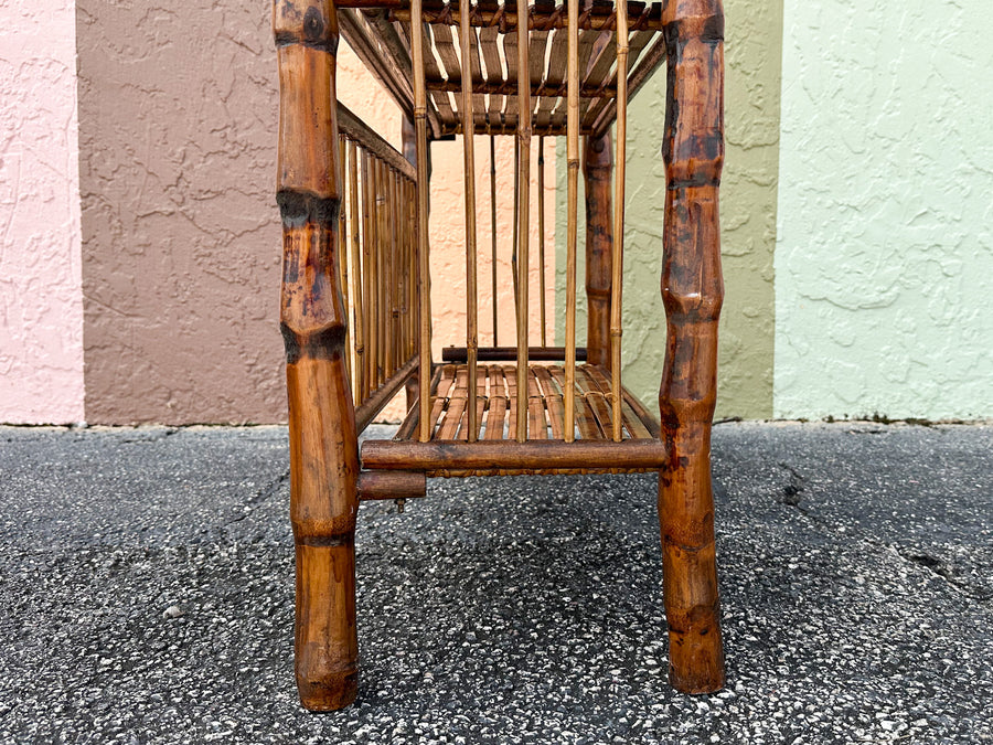 Petite Tortoiseshell Rattan Folding Etagere