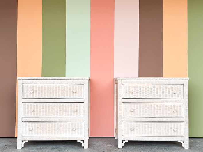 Pair of Henry Link Oversized Wicker Nightstands