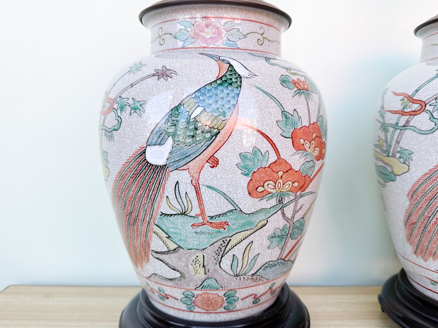 Pair of Chinoiserie Chic Bird Lamps