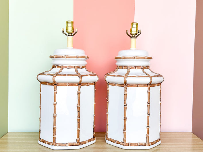 Pair of Faux Bamboo Icing Lamps