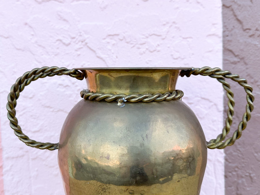 Brass Vase with Braided Handles