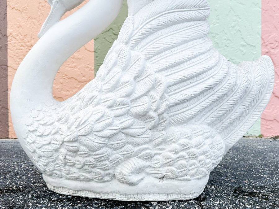 Pair of Plaster Swan Garden Seats