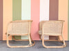 Pair of Rattan and Cane Barrel Chairs