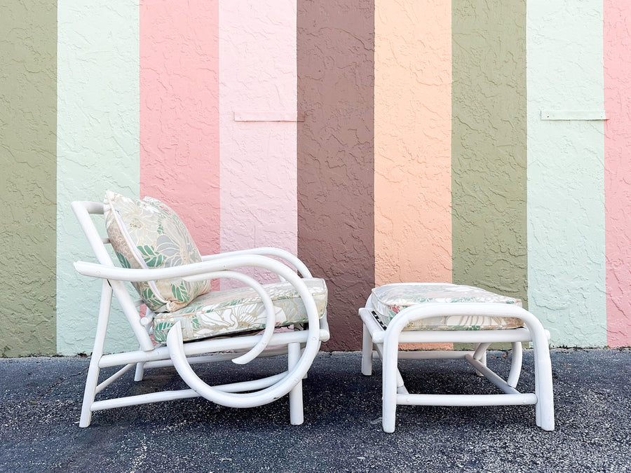 Island Whimsy Rattan Lounge Chair and Ottoman