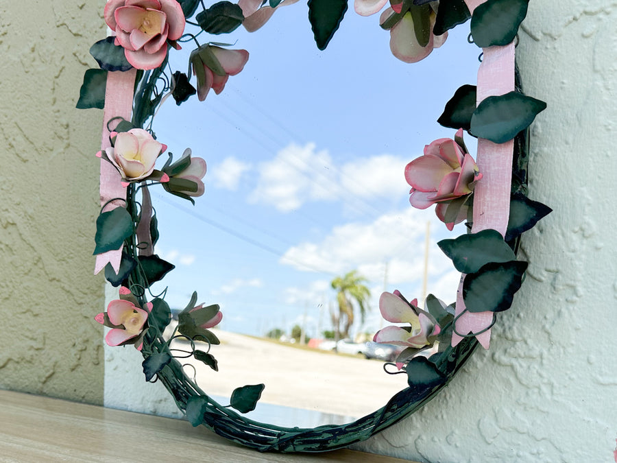 Petite Tole Bow and Rose Mirror