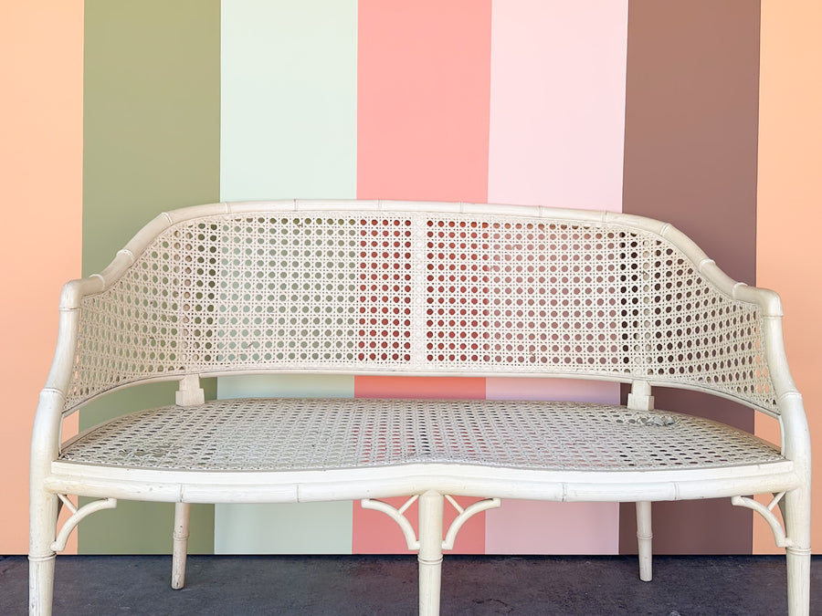 Faux Bamboo and Cane Bench