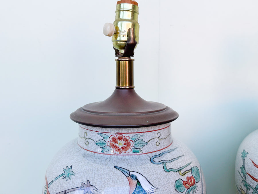 Pair of Chinoiserie Chic Bird Lamps