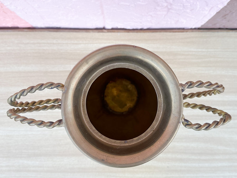 Brass Vase with Braided Handles