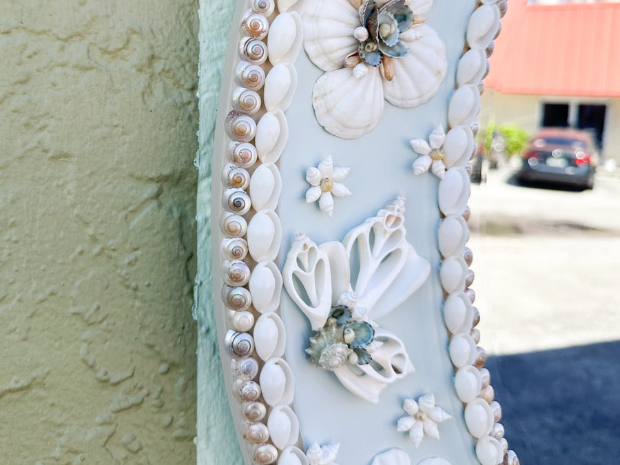 Round Blue Shellegance Mirror