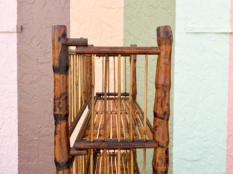 Petite Tortoiseshell Rattan Folding Etagere