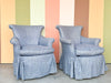 Pair of Blue and White Upholstered Pagoda Chairs