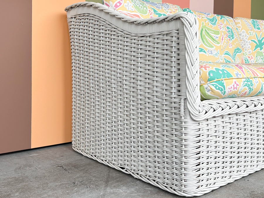 Brown Jordan Braided Rattan Sleeper Sofa