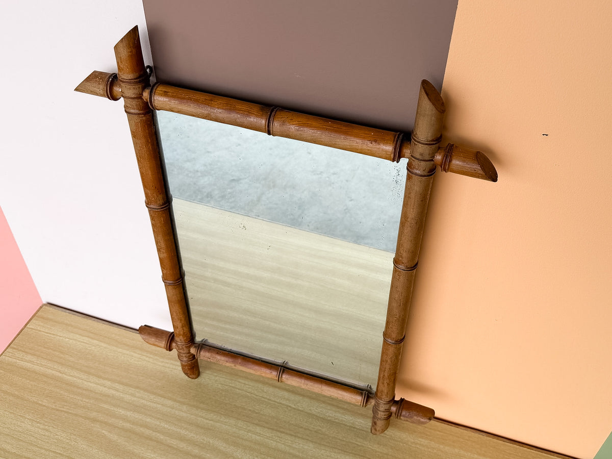 French Wood Faux Bamboo Mirror