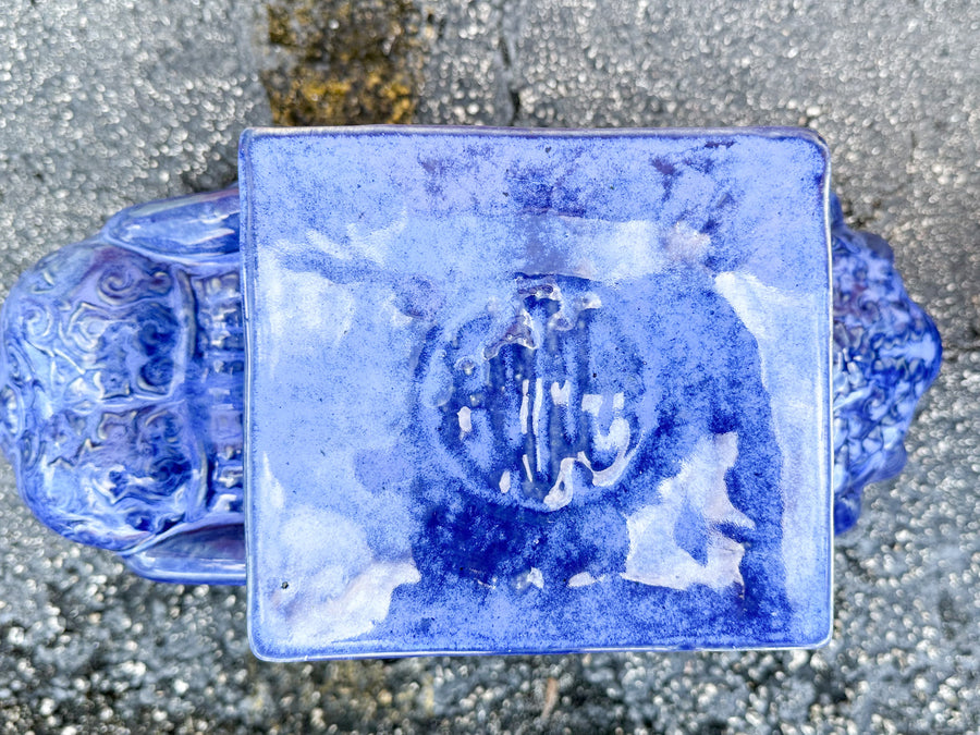 Pair of Royal Blue Ceramic Elephants