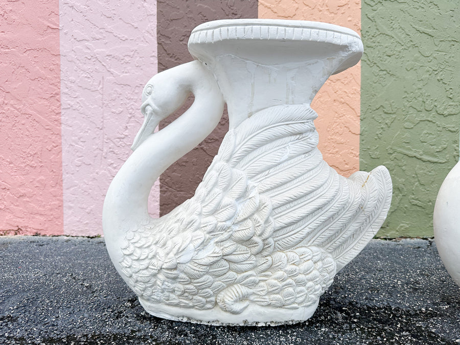 Pair of Plaster Swan Garden Seats