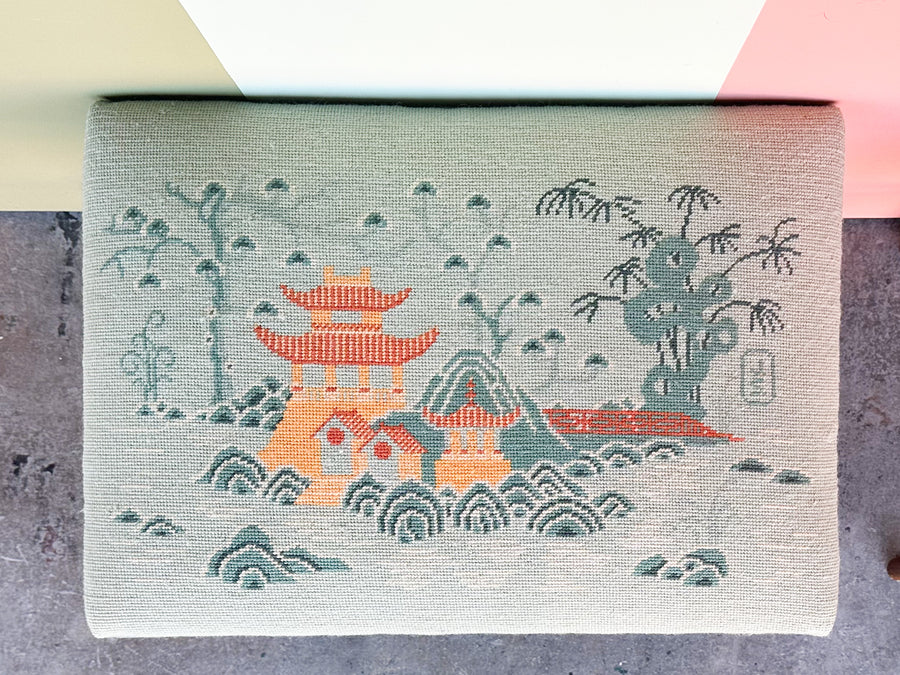 Pair of Needlepoint Pagoda Stools