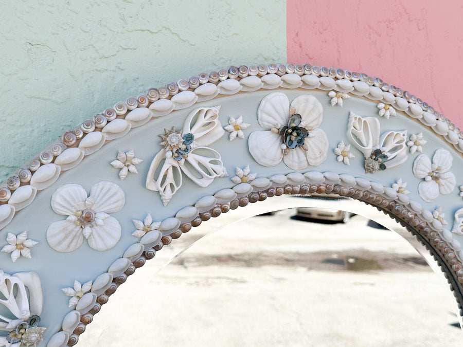 Round Blue Shellegance Mirror