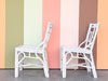 Pair of Painted White Rattan Side Chairs