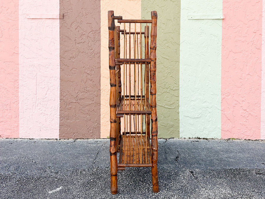 Petite Tortoiseshell Rattan Folding Etagere