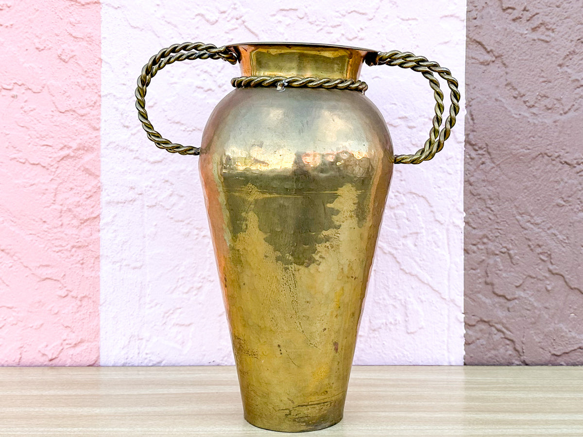 Brass Vase with Braided Handles