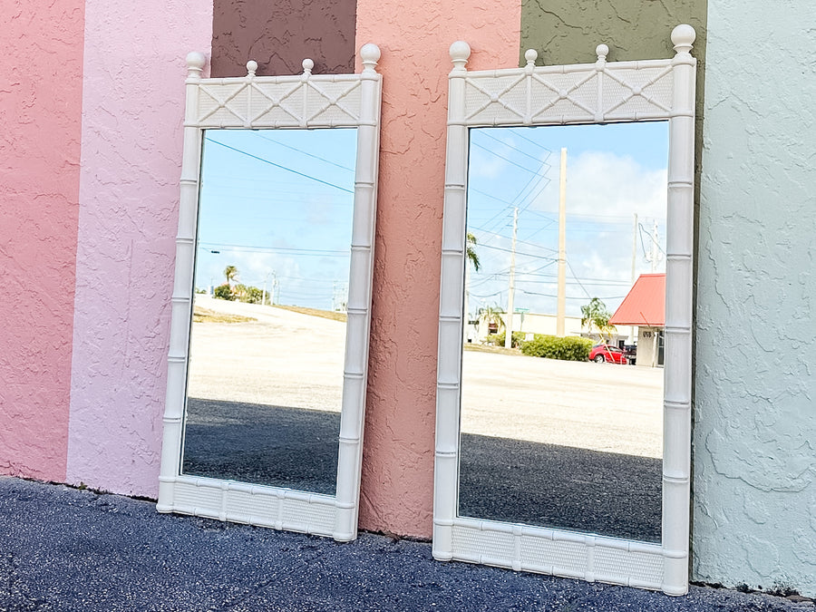 Pair of Faux Bamboo Omega Mirrors