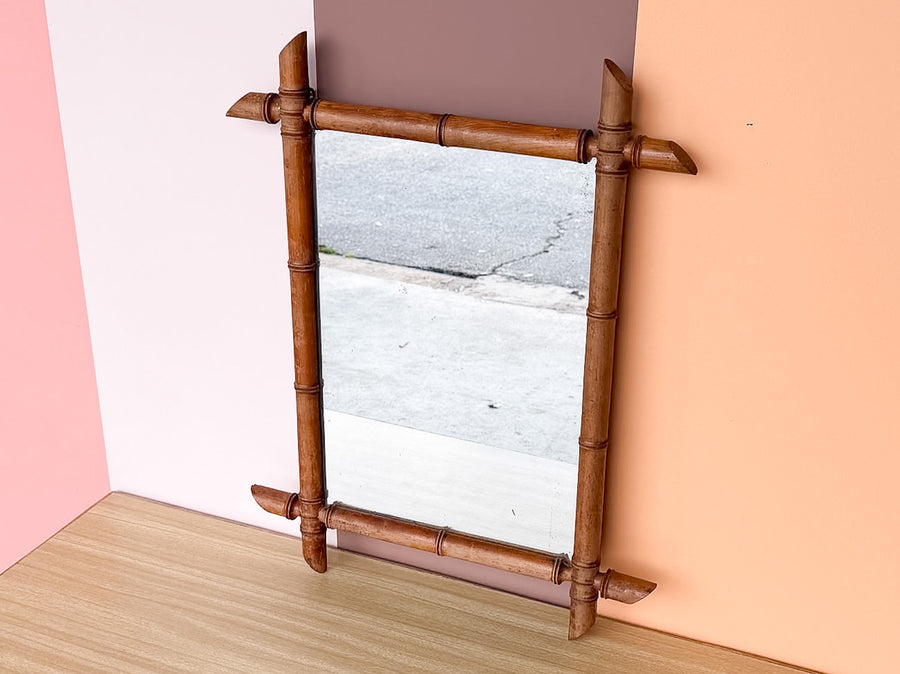 French Wood Faux Bamboo Mirror