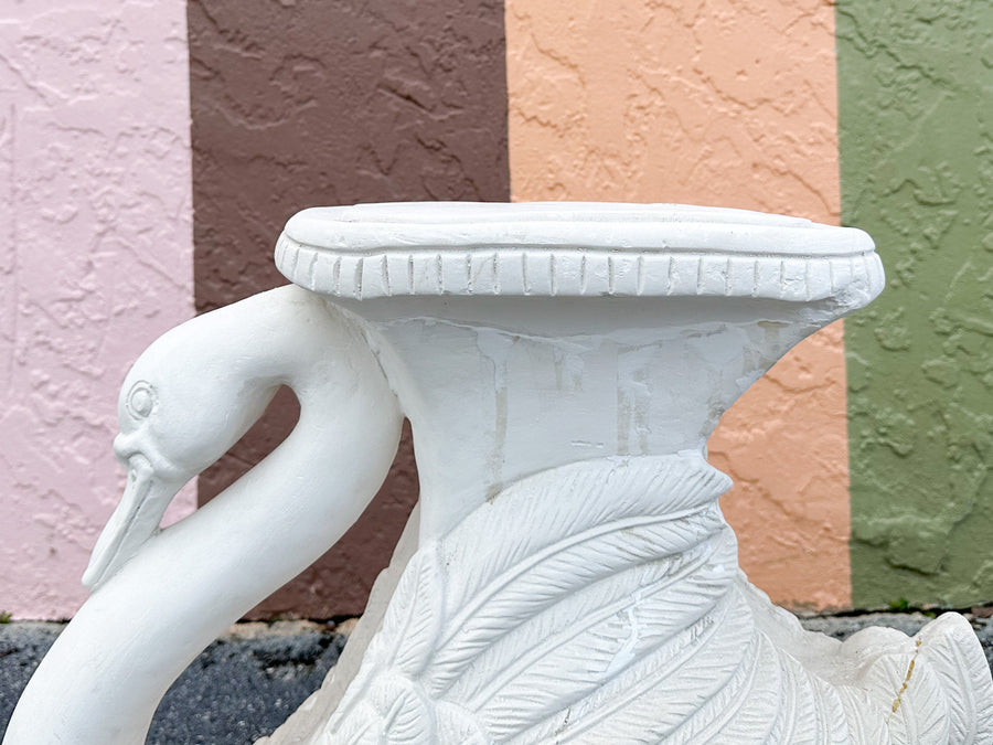 Pair of Plaster Swan Garden Seats