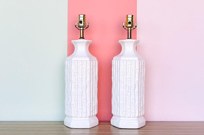 Pair of Faux Bamboo Lamps