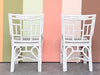 Pair of Painted White Rattan Side Chairs