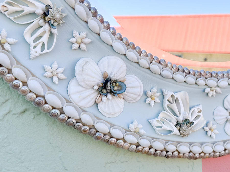 Round Blue Shellegance Mirror