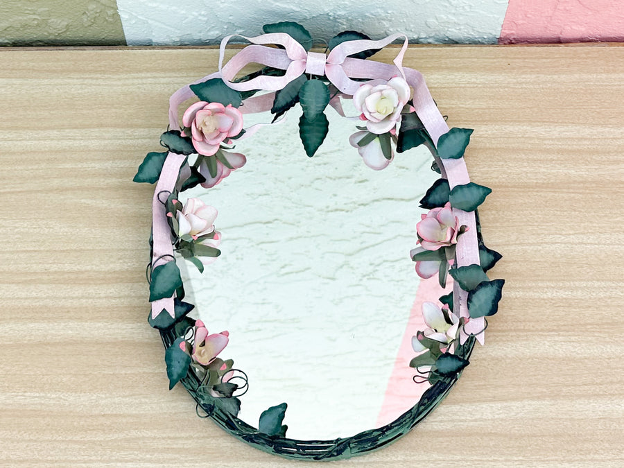 Petite Tole Bow and Rose Mirror