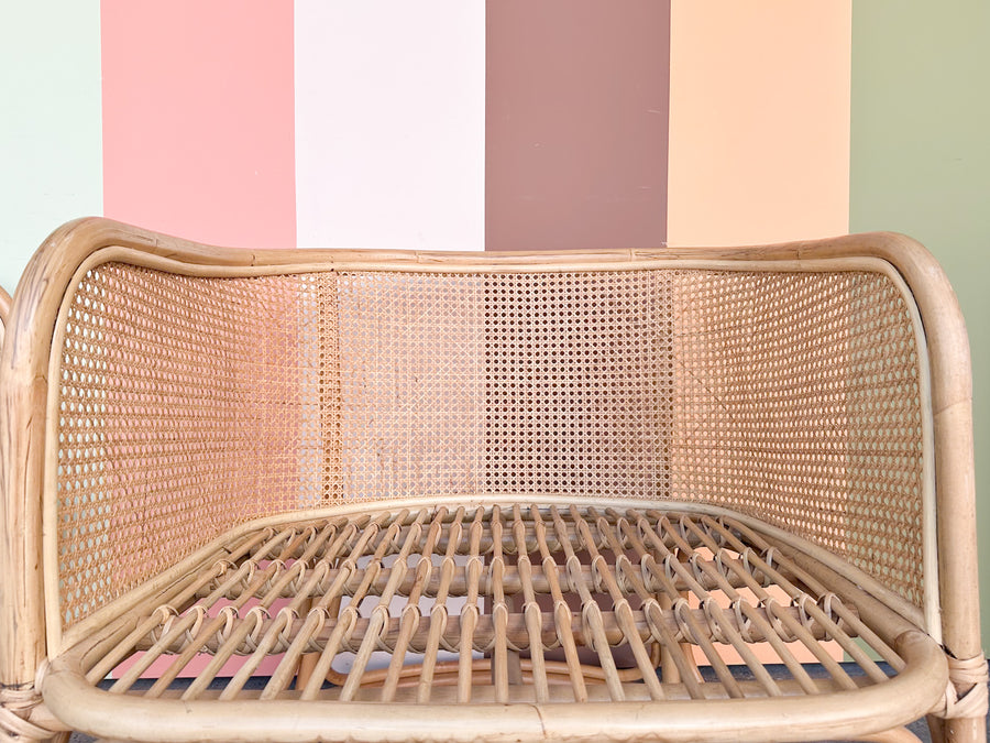 Pair of Rattan and Cane Barrel Chairs