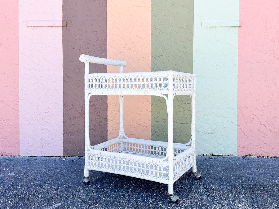 Wicker Chic Bar Cart